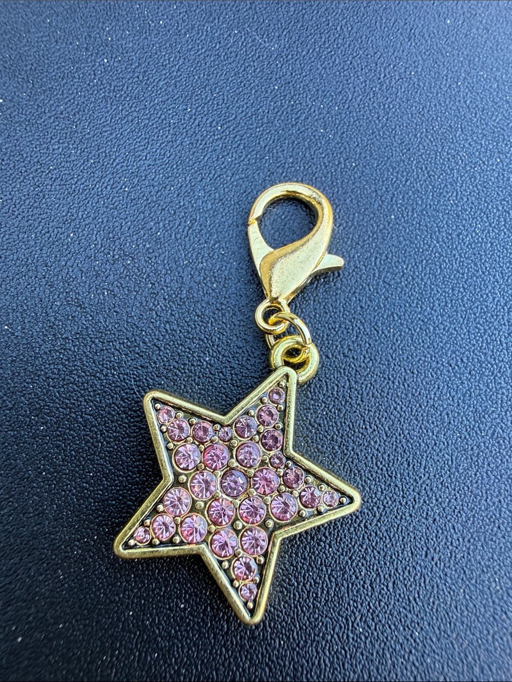 Coach Gold-Tone Star Mini Charm with Pink Crystals